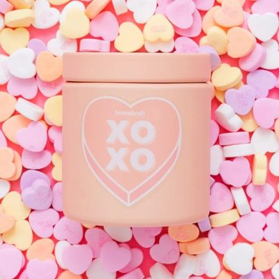 Pastel Orchid Flameless Candle Candy Heart XOXO