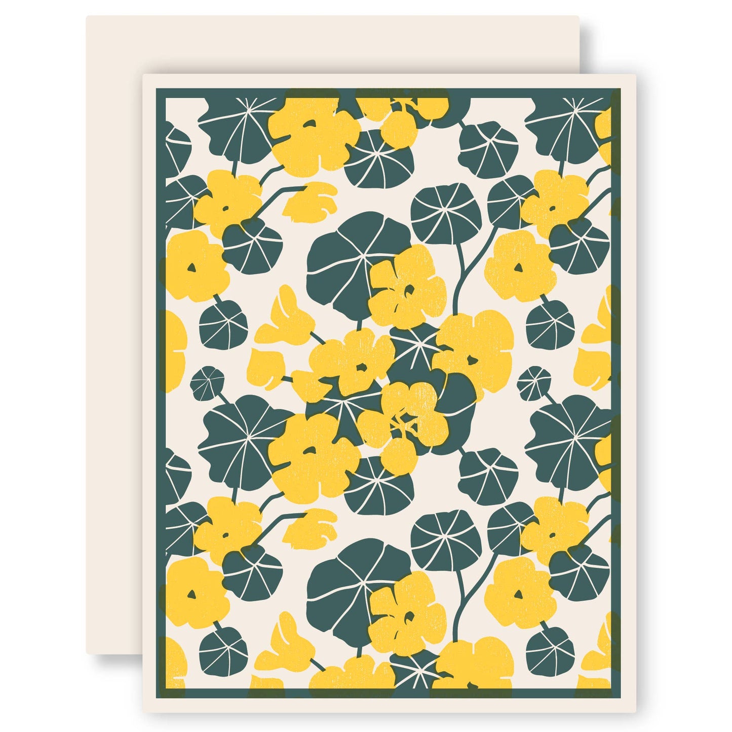 Nasturtiums (Yellow) Letterpress Card - Blank Inside