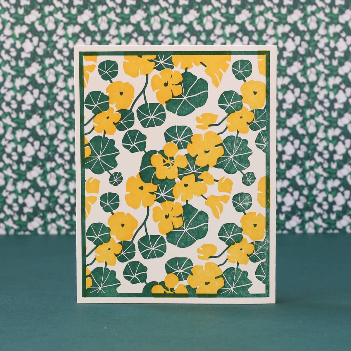 Nasturtiums (Yellow) Letterpress Card - Blank Inside